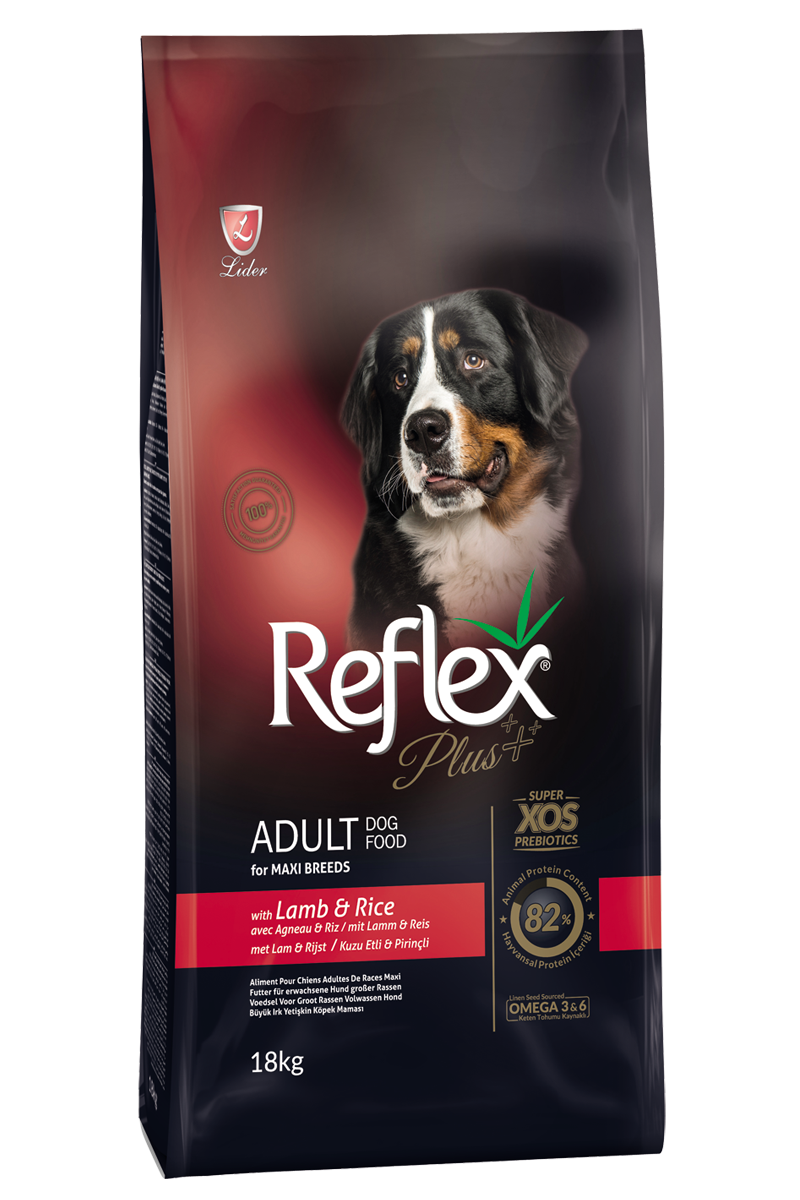 Reflex Plus Kuzu Etli Ve Pirinçli Çok Büyük Irk Yetişkin Köpek Maması 18 KG
